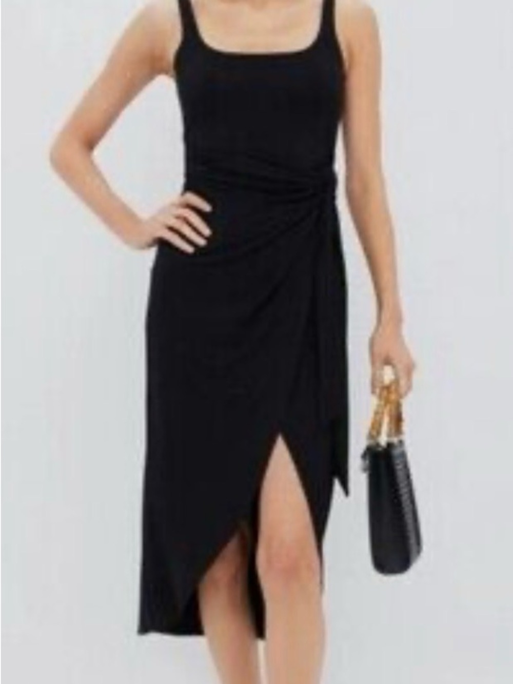 Tuckernuck Black Sleeveless Wrap-Style Midi Dress